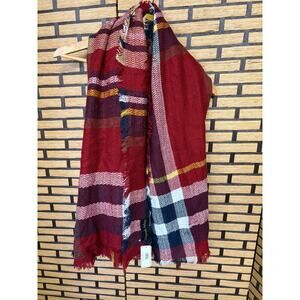 Simply Southern Burgundy Plaid Blanket‎ Scarf